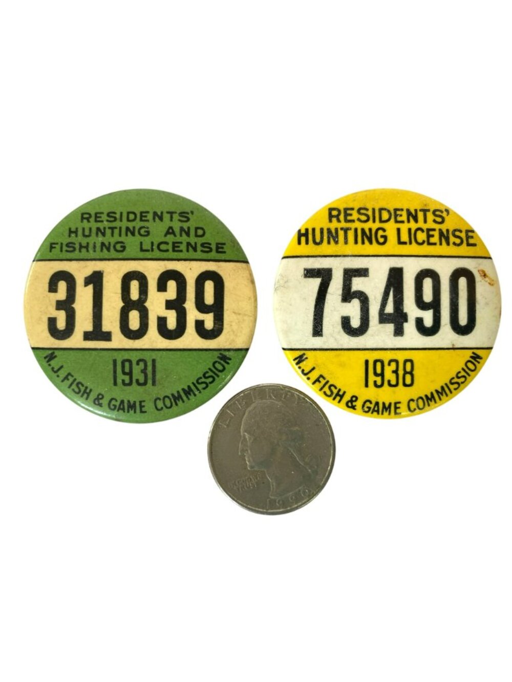 Antique Vintage Hunting Fishing License New Jersey Buttons Game Commission - Picture 6 of 6
